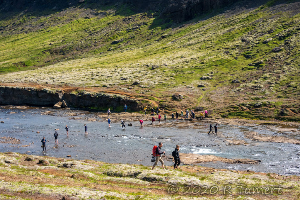 crossing river before Glymur waterfall